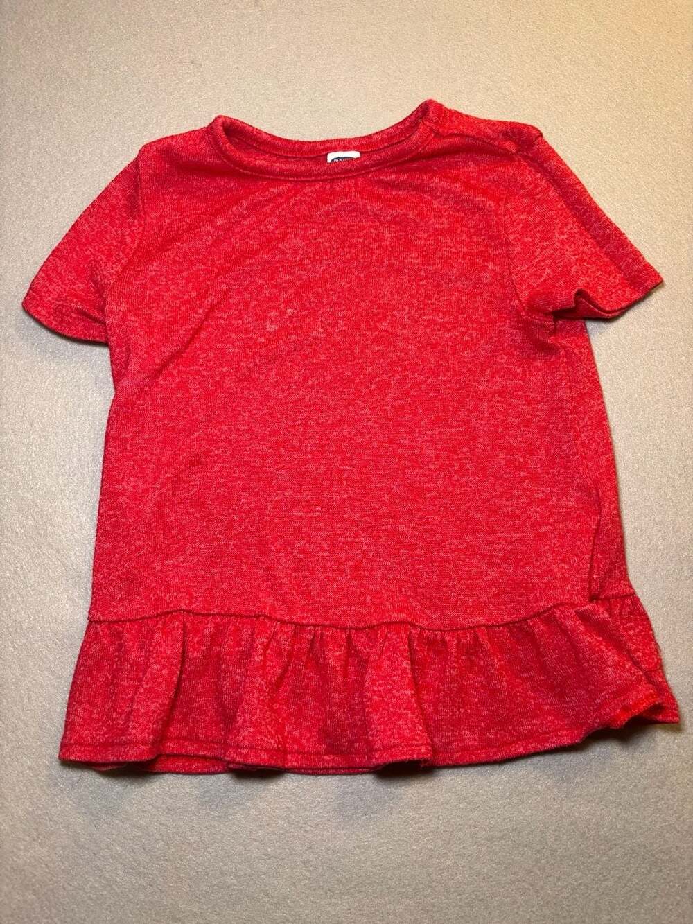 Old Navy Peplum T-Shirt Size 3T Red Heather Short Sleeve Ruffle Hem